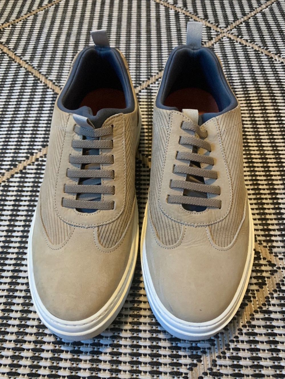 Martin Dingman Cameron Ribbed Nubuck Sneakers Smooth Sides Putty Size 8.5M